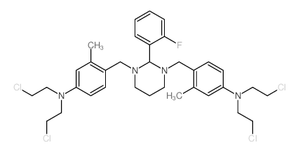 4-[[3-[[4-[bis(2-chloroethyl)amino]-2-methyl-phenyl]methyl]-2-(2-fluorophenyl)-1,3-diazinan-1-yl]methyl]-N,N-bis(2-chloroethyl)-3-methyl-aniline结构式