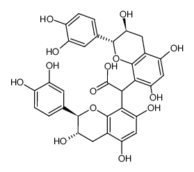 Bis-[(2R,3S)-2-(3,4-dihydroxy-phenyl)-3,5,7-trihydroxy-chroman-8-yl]-acetic acid结构式