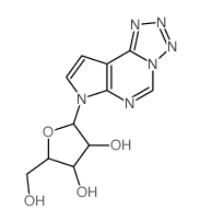 1-pyrrolo[3,2-e]tetrazolo[1,5-c]pyrimidin-7-yl-β-D-1-deoxy-ribofuranose结构式