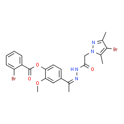 1H-Pyrazole-1-aceticacid,4-bromo-3,5-dimethyl-,[1-[4-[(2-bromobenzoyl)oxy]-3-methoxyphenyl]ethylidene]hydrazide(9CI)结构式