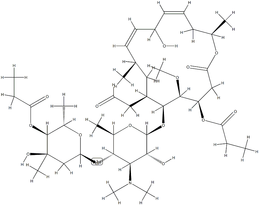 9,10-Didehydro-9-deoxy-10,11-dihydro-11-hydroxyleucomycin V 3,4''-dipropionate结构式