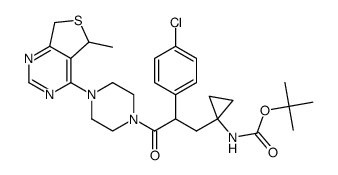 tert-butyl 1-(2-(4-chlorophenyl)-3-(4-(5-methyl-5,7-dihydrothieno[3,4-d]pyrimidin-4-yl)piperazin-1-yl)-3-oxopropyl)cyclopropylcarbamate Structure
