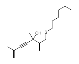 1-hexylsulfanyl-2,3,6-trimethylhept-6-en-4-yn-3-ol结构式