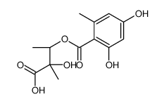 (2S,3S)-3-(2,4-dihydroxy-6-methylbenzoyl)oxy-2-hydroxy-2-methylbutanoic acid Structure