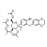 (3R,4S,5R,6R)-6-(Acetoxymethyl)-2-[4-bromo-3-[(2,3-dihydrobenzo[b][1,4]dioxin-6-yl)methyl]phenyl]-2-methoxytetrahydro-2H-pyran-3,4,5-triyl Triacetate Structure