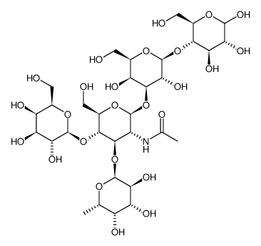 α-L-Fucp-(1→3)-[β-D-Galp-(1→4)]-β-D-GlcpNAc-(1→4)-β-D-Galp-(1→3)-D-Glcp结构式