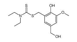 Diethyl-dithiocarbamic acid 2-hydroxy-5-hydroxymethyl-3-methoxy-benzyl ester结构式