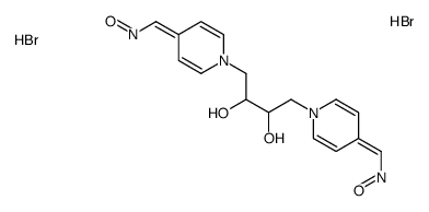 [1-[2,3-dihydroxy-4-[4-(oxoazaniumylmethylidene)pyridin-1-yl]butyl]pyridin-4-ylidene]methyl-oxoazanium,dibromide Structure