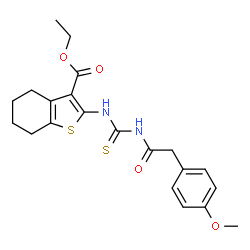 ethyl 2-[({[(4-methoxyphenyl)acetyl]amino}carbonothioyl)amino]-4,5,6,7-tetrahydro-1-benzothiophene-3-carboxylate structure