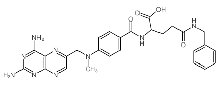 L-Glutamine, N(2)-[4-[[(2, 4-diamino-6-pteridinyl)methyl]methylamino]benzoyl]-N-(phenylmethyl )-结构式