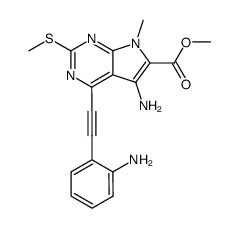 methyl 5-amino-4-[(2-aminophenyl)ethynyl]-7-methyl-2-(methylsulfanyl)-7H-pyrrolo[2,3-d]pyrimidine-6-carboxylate结构式