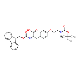 (S)-2-((((9H-氟-9-基)甲氧基)羰基)氨基)-3-(4-(2-((叔丁氧基羰基)氨基)乙氧基)苯基)丙酸结构式