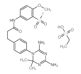 5-[3-[4-(4,6-diamino-2,2-dimethyl-1,3,5-triazin-1-yl)phenyl]propanoylamino]-2-methoxy-benzenesulfonyl fluoride; ethanesulfonic acid结构式