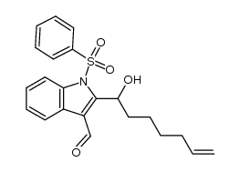 1-(phenylsulfonyl)-2(1-hydroxy-6-hexenyl)indole-3-carboxaldehyde结构式