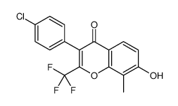 3-(4-chlorophenyl)-7-hydroxy-8-methyl-2-(trifluoromethyl)chromen-4-one结构式