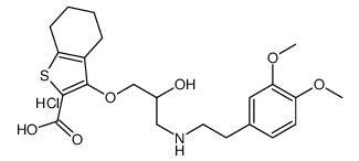 3-[3-[2-(3,4-dimethoxyphenyl)ethylamino]-2-hydroxy-propoxy]-4,5,6,7-te trahydrobenzothiophene-2-carboxylic acid hydrochloride结构式