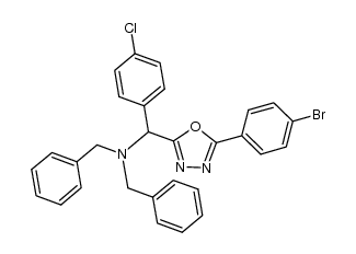 N,N-dibenzyl-1-(5-(4-bromophenyl)-1,3,4-oxadiazol-2-yl)-1-(4-chlorophenyl)methanamine Structure