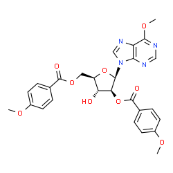 6-Methoxy-9-[2-O,5-O-bis(4-methoxybenzoyl)-β-D-arabinofuranosyl]-9H-purine结构式