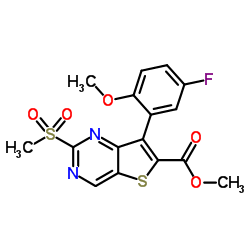 Methyl 7-(5-fluoro-2-methoxyphenyl)-2-(methylsulfonyl)thieno[3,2-d]pyrimidine-6-carboxylate structure