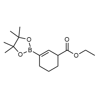 3-(4,4,5,5-四甲基-1,3,2-二氧硼杂环戊烷-2-基)环己-2-烯甲酸乙酯结构式