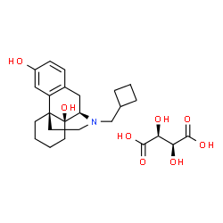 (-)-17-(Cyclobutylmethyl)morphinan-3,14-diol D-tartrate structure