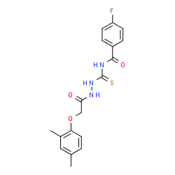 N-({2-[(2,4-dimethylphenoxy)acetyl]hydrazino}carbonothioyl)-4-fluorobenzamide结构式