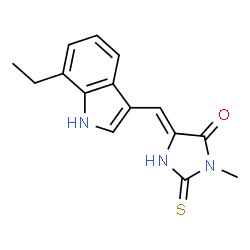 4-Imidazolidinone,5-[(7-ethyl-1H-indol-3-yl)methylene]-3-methyl-2-thioxo-(9CI)结构式