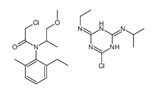 2-chloro-N-(2-ethyl-6-methylphenyl)-N-(1-methoxypropan-2-yl)acetamide,6-chloro-4-N-ethyl-2-N-propan-2-yl-1,3,5-triazine-2,4-diamine结构式