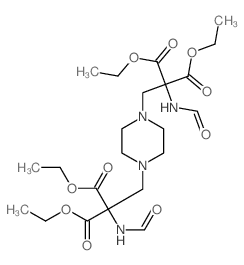 Diethyl 2-((4-(3-ethoxy-2-(ethoxycarbonyl)-2-(formylamino)-3-oxopropyl)-1-piperazinyl)methyl)-2-(formylamino)malonate structure