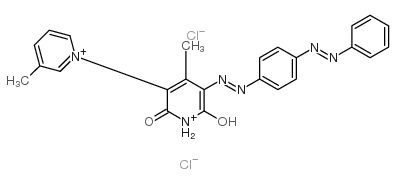 1’,2’-二氢-6’-羟基-3,4’-二甲基-2’-氧代-5’-[[4-(苯偶氮基)苯基]偶氮]-1,3’-二嘧啶氯化盐结构式