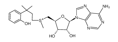 (((2S,3S,4R,5R)-5-(6-amino-9H-purin-9-yl)-3,4-dihydroxytetrahydrofuran-2-yl)methyl)(3-(2-hydroxyphenyl)-3-methylbutyl)(methyl)sulfonium Structure