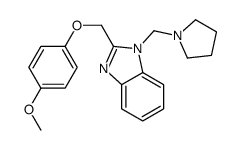 1H-Benzimidazole, 2-((4-methoxyphenoxy)methyl)-1-(1-pyrrolidinylmethyl )- Structure