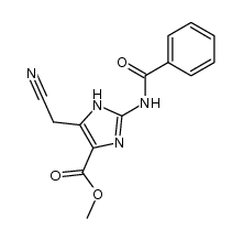 methyl 2-(benzoylamino)-5-(cyanomethyl)-1H-imidazole-4-carboxylate结构式