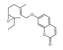 7-(((E)-5-((2R,3S)-3-(iodomethyl)-3-methyloxiran-2-yl)-3-methylpent-2-en-1-yl)oxy)-2H-chromen-2-one结构式