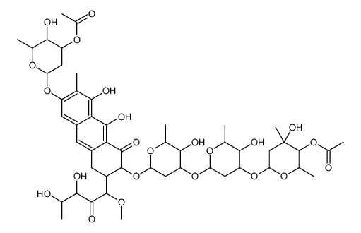 [6-[[6-[4-[4-(5-acetyloxy-4-hydroxy-4,6-dimethyloxan-2-yl)oxy-5-hydroxy-6-methyloxan-2-yl]oxy-5-hydroxy-6-methyloxan-2-yl]oxy-7-(3,4-dihydroxy-1-methoxy-2-oxopentyl)-4,10-dihydroxy-3-methyl-5-oxo-7,8-dihydro-6H-anthracen-2-yl]oxy]-3-hydroxy-2-methyloxan-4 Structure