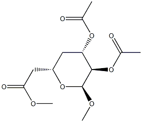 Methyl 2-O,3-O,6-O-triacetyl-4-deoxy-α-D-xylo-hexopyranoside结构式