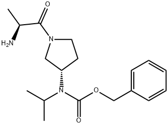 [(S)-1-((S)-2-Amino-propionyl)-pyrrolidin-3-yl]-isopropyl-carbamic acid benzyl ester结构式