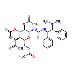 N-[(1R,2R)-2-(二甲基氨基)-1,2-二苯基乙基]-N'-(2,3,4,6-四-O-乙酰基-Β-D-吡喃葡萄糖基)硫脲结构式