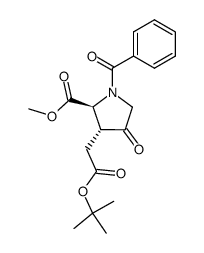 (2S,3R)-1-benzoyl-3-tert-butoxycarbonylmethyl-4-oxopyrrolidine-2-carboxylic acid methyl ester结构式