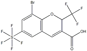 8-bromo-6-(pentafluoro-l6-sulfanyl)-2-(trifluoromethyl)-2H-chromene-3-carboxylic acid Structure