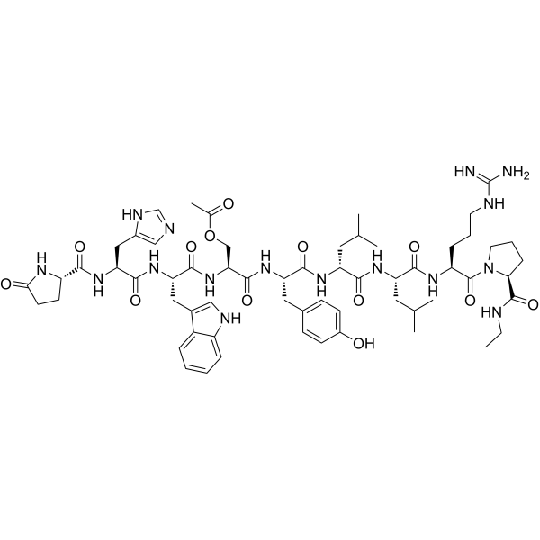 (Des-Gly10,Ser(Ac)4,D-Leu6,Pro-NHEt9)-LHRH trifluoroacetate salt结构式