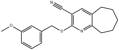 2-{[(3-methoxyphenyl)methyl]sulfanyl}-5H,6H,7H,8H,9H-cyclohepta[b]pyridine-3-carbonitrile结构式