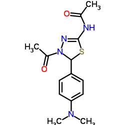 N-{4-Acetyl-5-[4-(dimethylamino)phenyl]-4,5-dihydro-1,3,4-thiadiazol-2-yl}acetamide结构式