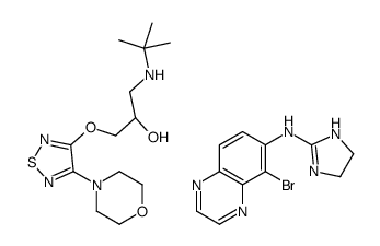 5-bromo-N-(4,5-dihydro-1H-imidazol-2-yl)quinoxalin-6-amine,(2S)-1-(tert-butylamino)-3-[(4-morpholin-4-yl-1,2,5-thiadiazol-3-yl)oxy]propan-2-ol结构式