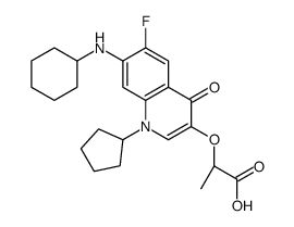 (2S)-2-[7-(cyclohexylamino)-1-cyclopentyl-6-fluoro-4-oxoquinolin-3-yl]oxypropanoic acid Structure