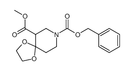 8-Benzyloxycarbonyl-1,4-dioxa-8-aza-spiro[4.5]decane-6-carboxylic Acid Methyl Ester Structure