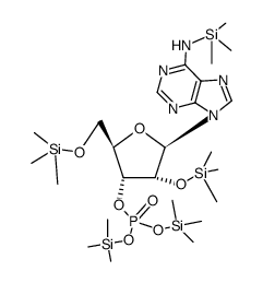 N-(Trimethylsilyl)-2'-O,5'-O-bis(trimethylsilyl)adenosine 3'-[phosphoric acid bis(trimethylsilyl)] ester structure