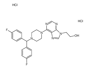 9H-Purine-9-ethanol, 6-(4-(di-p-fluorobenzhydryl)-1-piperazinyl)-, dih ydrochloride Structure