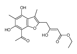 4-(7-Acetyl-4,6-dihydroxy-3,5-dimethylbenzofuran-2-yl)-3-hydroxy-2-butenoic acid ethyl ester结构式