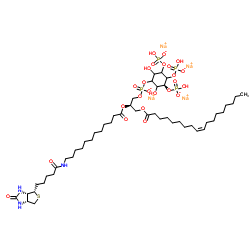 1-油酰基-2-[12-生物素(氨基十二烷酰基)]-sn-甘油-3-磷酸肌醇-3,4,5-三磷酸(钠盐)结构式